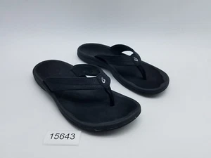 OluKai Ohana Women's Size 7 Flip Flop Thong Sandals Black - Picture 1 of 11