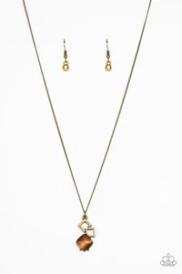 ~Quadrato elegante~ Collana e orecchini delicati in ottone paparazzi gioielli - Foto 1 di 3