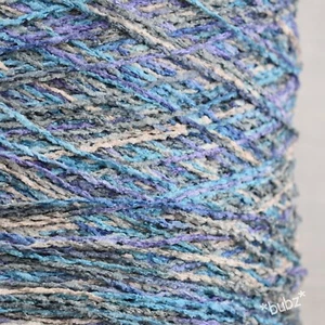 SEIDIG GLÄNZEND STRUKTURIERT 4-FÄDIG GARN KONE 400g 8 KNÄUEL BLAU BUNT MIX STRICKEN - Bild 1 von 2