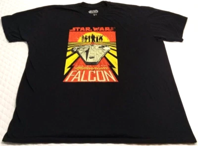 Camiseta Star Wars XL para hombre El nuevo logotipo del Halcón Milenario 100 % algodón negra Foto 1 de 4