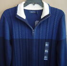 Nwt $118 Nautica Mens S Two-Tone Full-Zip Cardigan Sweater Navy Cable S63205