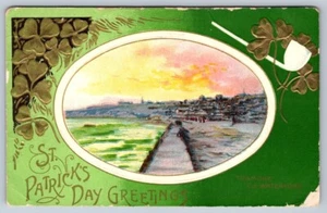 Cartolina Tramore Co. Waterford Irlanda, 1911 in rilievo auguri giorno di San Patrizio - Foto 1 di 2