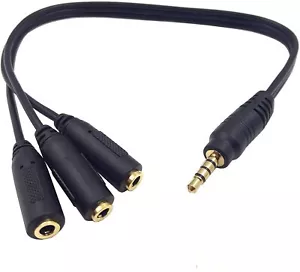 Triple Aux Cable Cord Three Way Splitter Adapter Audio for Earbuds & Headphones - Picture 1 of 1