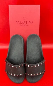 Sandalias Valentino Garavani Verano Rockstud Negras Slide Talla EU 38 US 7 a 7 1/2 - Imagen 1 de 14