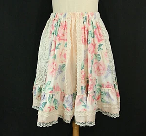 Vintage Tater Sax Floral Roses Square Dance Flair Circle Skirt w Lace Rockabilly - Picture 1 of 7