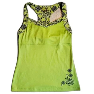 Tek Gear Paisley Racerback Workout Tank Lime Green & Black Activewear Running - Picture 1 of 9