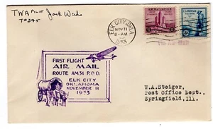 CAM 34E26 Elk City OK - Springfield IL Flight Pilot Autographed ex Steiger 1933 - Picture 1 of 2