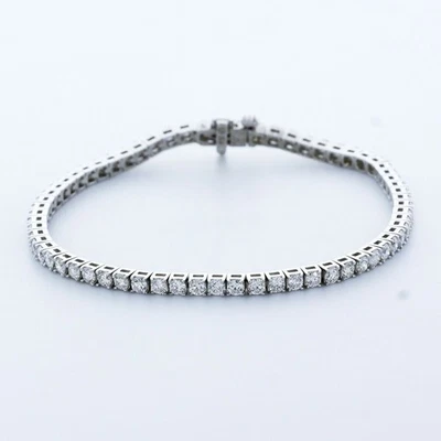 Brazalete Tenis Cabeza Cuadrada Oro 14k Diamantes Naturales Redondos 5ct I SI1 Foto 1 de 2