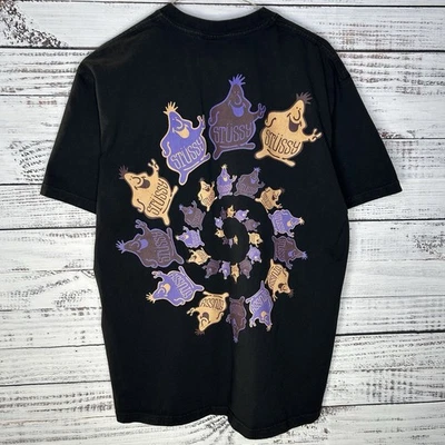 Stussy Mr. Blob Spiral Graphic T-Shirt Black Double Sided Skate Tee Men’s Medium - Image 1 of 4