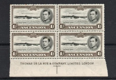 ASCENSION SG 44 1/- БЛОК ОТПЕЧАТКОВ 4 MNH - Изображение 1 из 2