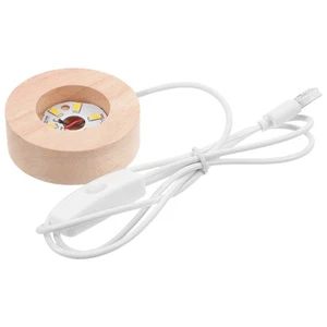 2 piezas Pedestal de Pantalla de Luz LED Base de Luz de Madera Bola de Cristal Pantalla Redonda - Imagen 1 de 12
