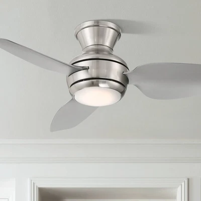 36" Casa Vieja Whirl Brushed Nickel LED Hugger Ceiling Fan with Remote - Image 1 of 4