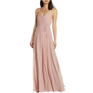 NWOT Jenny Yoo Collection Kimi Pleated Chiffon Wrap Maxi Dress Gown 2 - Picture 1 of 10