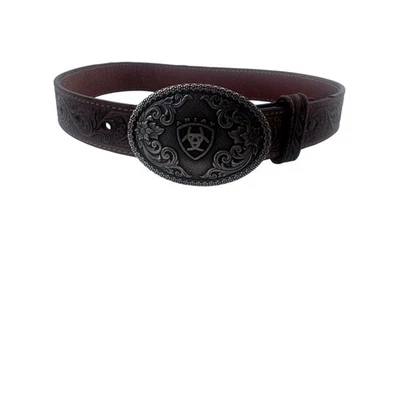 Cinturón Ariat Western Niñas Cuero Tooled Floral Marrón con Hebilla Envío Rápido Foto 1 de 4