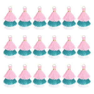 Mini Nappe Tristrato 1,6" Nappa Fatta a Mano Confezione da 25, Rosa Verde Bianco - Foto 1 di 6