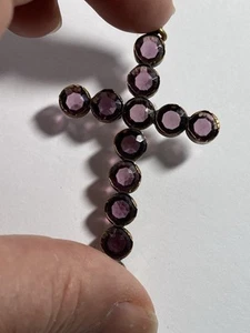 Vintage Antique Purple Paste Cross Pendant - Picture 1 of 10