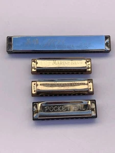 Lot of (4) Vintage Harmonicas - Hohner Marine Band, Hohner Pocket Pal & Nero - Picture 1 of 6