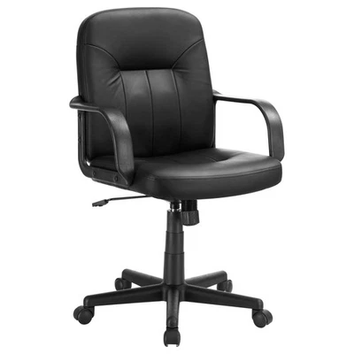 Silla de escritorio Minato tapizada ajustable para oficina en casa negra 24" x 23" x 35" Foto 1 de 4