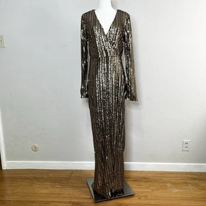 Maxi Vestido Lulus Lentejuelas Love Lasts Forever Dorado Vestido Manga Larga Talla XL NUEVO - Imagen 1 de 12