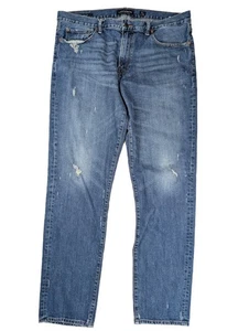 Jeans uomo Lucky Brand 221 taglio dritto blu effetto invecchiato gamba affusolata taglia 38x34 - Foto 1 di 8