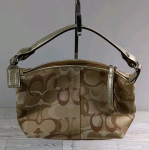 New Coach Wristlet Monogram Purse with Wrist Strap Brown/Gold - NEW - Picture 1 of 8
