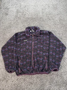 Chaqueta Columbia De Colección Para Hombres L Púrpura Azteca Geométrica Vellón Hecha en EE. UU. Cremallera Completa - Imagen 1 de 5