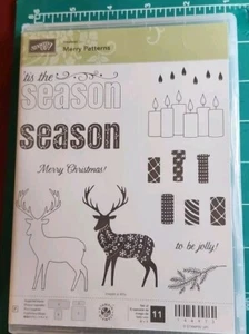 Stampin Up Merry Patterns Christmas Season Set Of 11 Photopolymer Stamps NEW! - Imagen 1 de 2