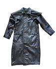 Wilsons Black Geniune Leather Duster Long Coat Riding Hunting Trench Size Small