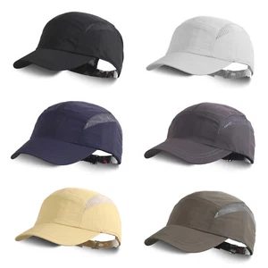 Mens Summer Quick-drying Baseball Cap Mesh Short Brim Trucker Breathable Travel - Foto 1 di 18