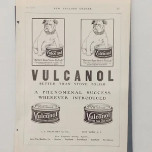 Estufa Vulcanol esmalte estampado publicidad 1906 Bulldog J.L. "Prescott B&W 15 x 11" - Imagen 1 de 3
