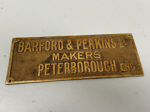 OLD BARFORD & PERKINS MAKERS PETERBOROUGH BRASS PLATE / SIGN - STEAM TRACTION