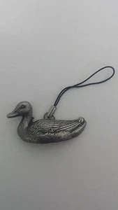 Duck Pewter Effect Animal 3D Emblem On a mobile phone charm - Picture 1 of 1