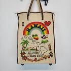 Valise vintage I Love Hawaii sac de voyage roues jute poignées à fermeture éclair colorées 