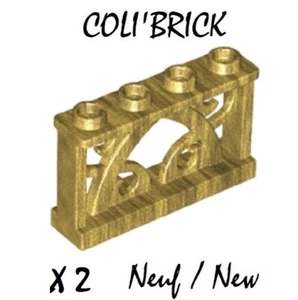 lego 19121 - 2x Barriere Cloture Fence 1x4x2 Ornamental - Pearl Gold - Neuf - Imagen 1 de 1