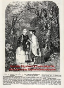 Perro Cavalier King Charles Spaniel y pájaro cuco, impresión antigua y artículo de la década de 1860 - Imagen 1 de 5
