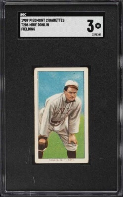 1909-11 T206 Piedmont 150 Mike Donlin Fielding SGC 3 en muy buena condición Foto 1 de 2