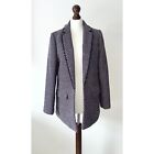 F&F Navy & Pink Wool Style Tweed Boucle Blazer With Fringe Detail Size 12 VGC