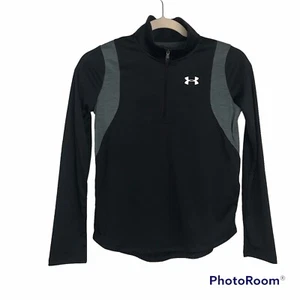 Under Armour Pullover Heat Gear Loose Fit 1/3 Zip Youth Girl's Sz M black / gray - Picture 1 of 10