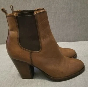 Stivali Frye Tate Chelsea donna 7,5 lisci whisky pelle marrone tacco caviglia - Foto 1 di 9