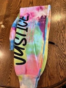 Justice Girls Sz M(10) Colorful Tie Dye Joggers Graphic Sweatpants Preowned - Picture 1 of 3