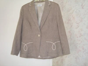 BETTY JACKSON (M & S AUTOGRAPH RANGE) BEIGE 100% LINEN FULLY LINED JACKET 14 VGC - Picture 1 of 5