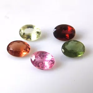 Tourmaline Faceted 6X8 mm Oval Natural Multi Color Gemstone Calibrated 5 Pieces - Picture 1 of 5