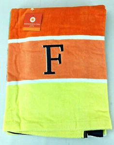 Neu 30" x 60" Baumwolle gestreift Bad Strandtuch-monogrammiert mit Buchstabe F - Bild 1 von 3