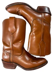 Frye Herren Cowboy Arbeitsstiefel Größe 8 D Honigbraun Leder Kalbhoch Zum Überziehen 3152 - Bild 1 von 12