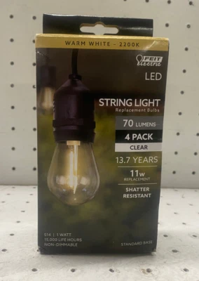 Feit Electric String LED Clear Light Replacement 4 Bulbs S14 2200K 70 Lumens - Image 1 of 4