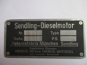 Typenschild Schild Sendling dieselmotor s31 - Bild 1 von 1