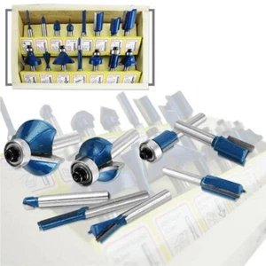 Juego de 15 brocas de enrutador de 1/4" vástago madera herramientas eléctricas tienda con punta de carburo - Imagen 1 de 1