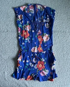 Matilda Jane Romper Women’s Small Blue Floral Out and About Crochet - Picture 1 of 15