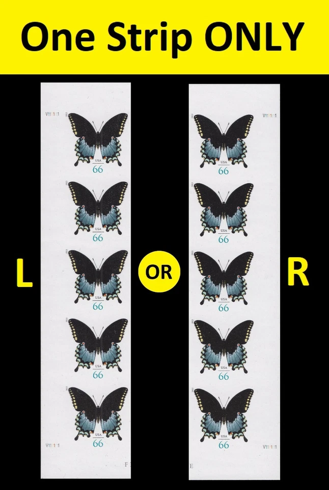 US 4736a Spicebush Swallowtail 66c imperf NDC plate strip 5 MNH 2013 - Image 1 of 1