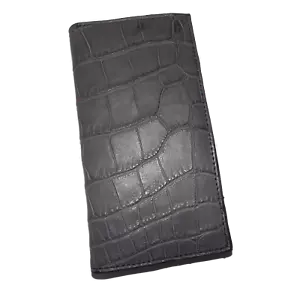 BAGLIONI ITALIA MEN'S GENUINE CROCODILE BREAST POCKET SECRETARY WALLET GREY - Picture 1 of 4